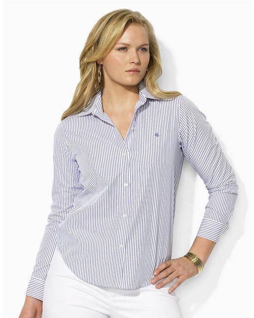 Lauren by ralph lauren Plus Long-sleeved Classic Non-iron Shirt in Blue ...