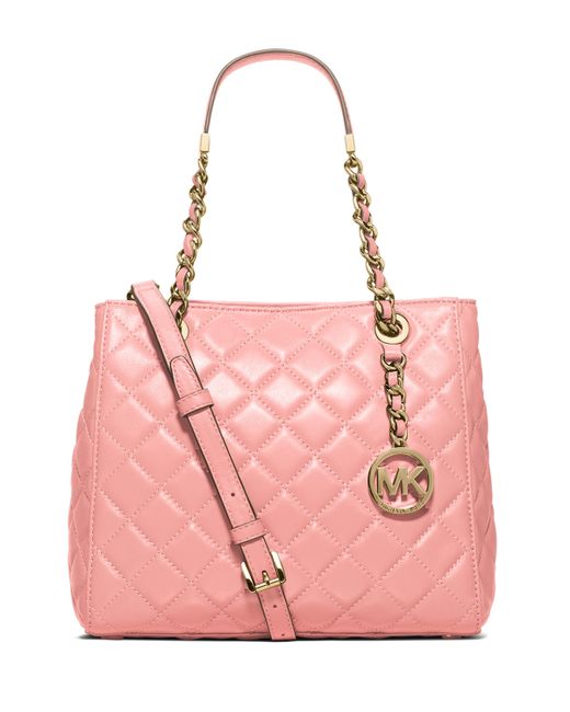 Michael michael kors Susannah Small Quilted Tote Bag in Pink | Lyst
