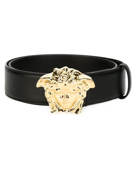 Versace Medusa Leather Belt in Black for Men | Lyst
