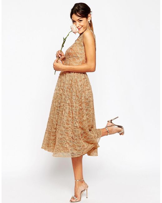  Asos  Wedding  Lace Prom  Dress  in Gold  Blush Lyst