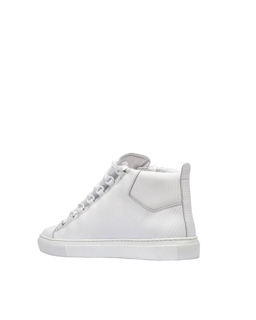 Balenciaga Arena Leather High-Top Sneakers in White | Lyst