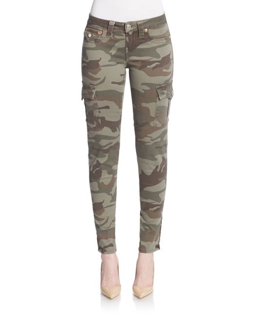 True religion Camo-print Skinny Cargo Pants in Green | Lyst