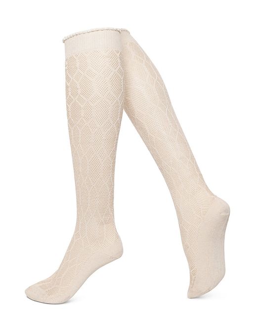 Hue Diamond Patterned Over-the-knee Trouser Socks in White (Ivory ...