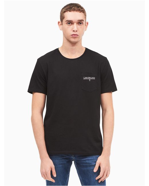 Calvin klein Slim Fit Ckj Stitch Logo T-shirt in Black for Men | Lyst