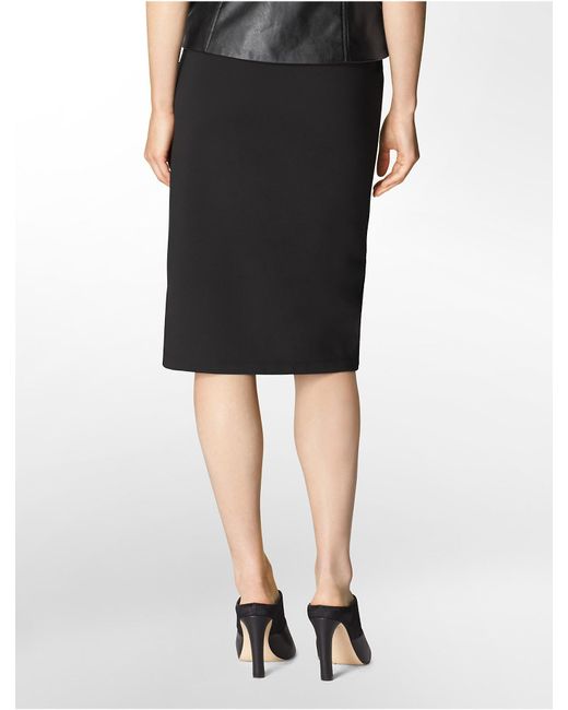 Calvin Klein Synthetic Wide Waist Stretch Pencil Skirt in Black - Save ...