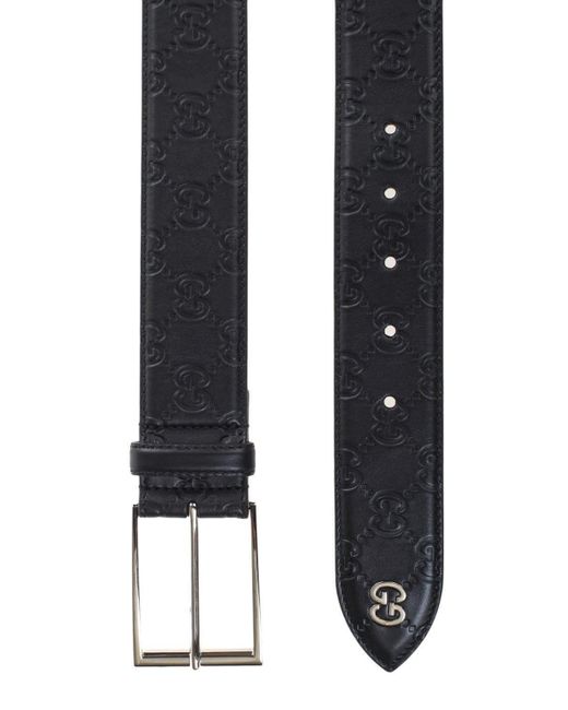 Gucci &quot;signature&quot; Belt In Black Leather in Black for Men - Lyst