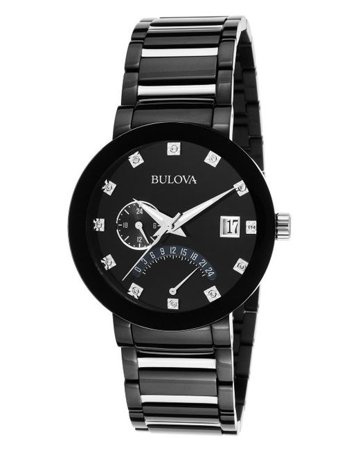 Bulova Men's Diamond Accent Black Tone Stainless Steel Bracelet Watch