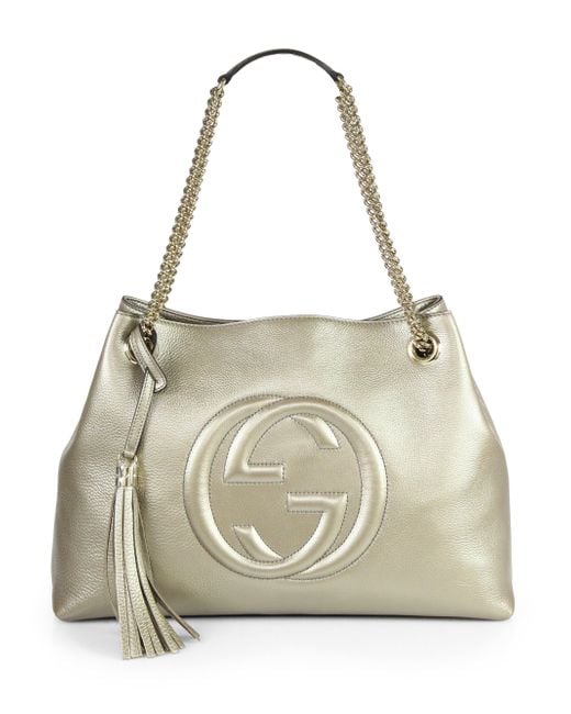 Gucci Soho Metallic Leather Shoulder Bag in Gold (CHAMPAGNE) | Lyst