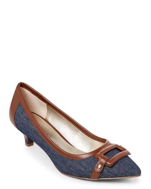 Anne klein Denim Melanie Kitten Heel Pump in Blue Lyst