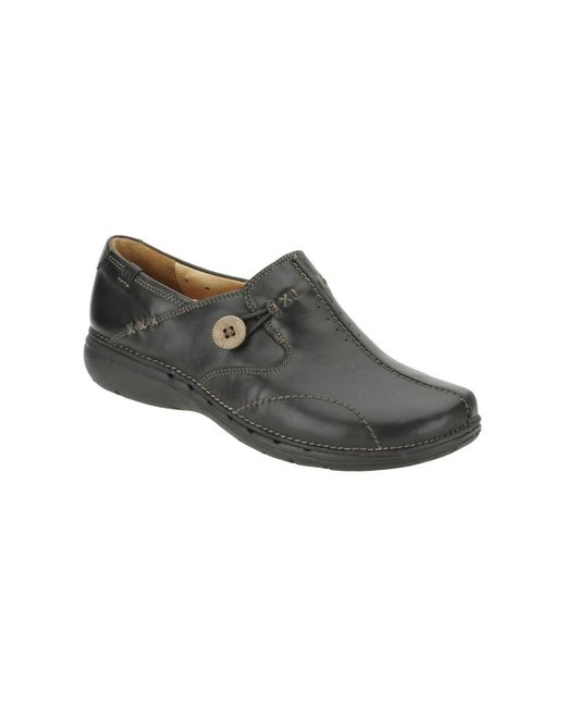 Clarks Un Loop Lightweight Black Leather Womens Shoes in ...