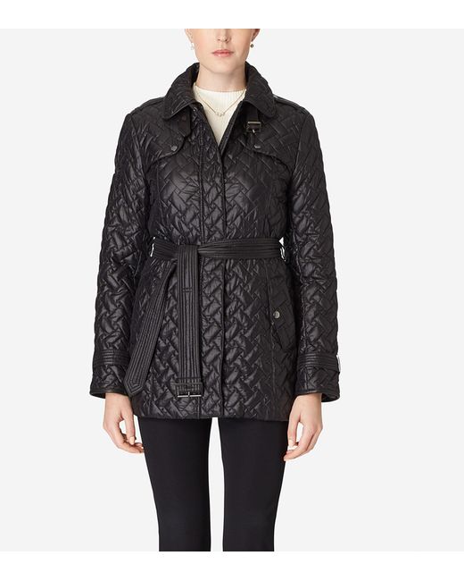 Cole haan single-breasted plaid coat