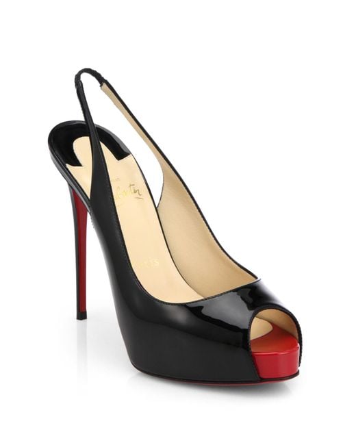 Christian louboutin Private Patent Leather Peep-toe Slingback Pumps in