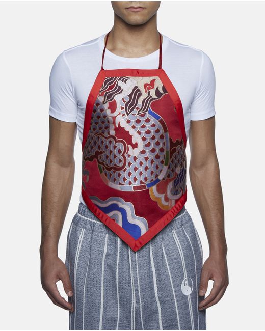 Apron Vest Pattern | xander zhou chinese pattern silk apron vest in red for men Apron Vest Pattern | xander zhou chinese pattern silk apron vest in red for men