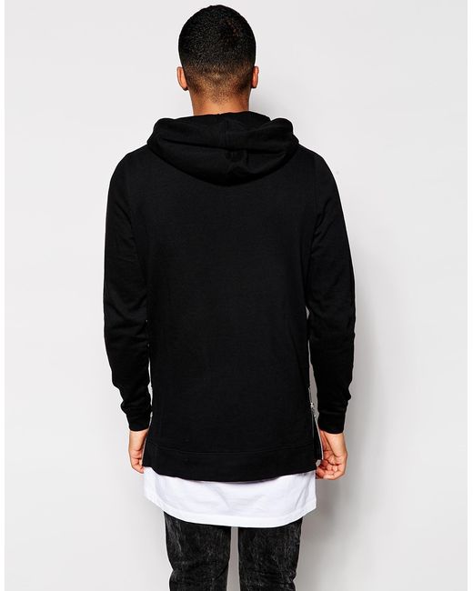 longline zip up hoodie mens