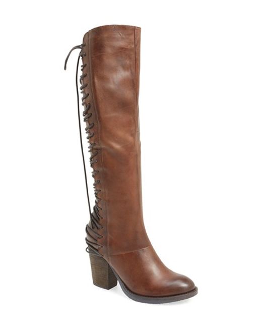 high steve boots madden knee heel Knee madden in Boot Steve 'rikter' Brown High  LEATHER) (COGNAC Lyst