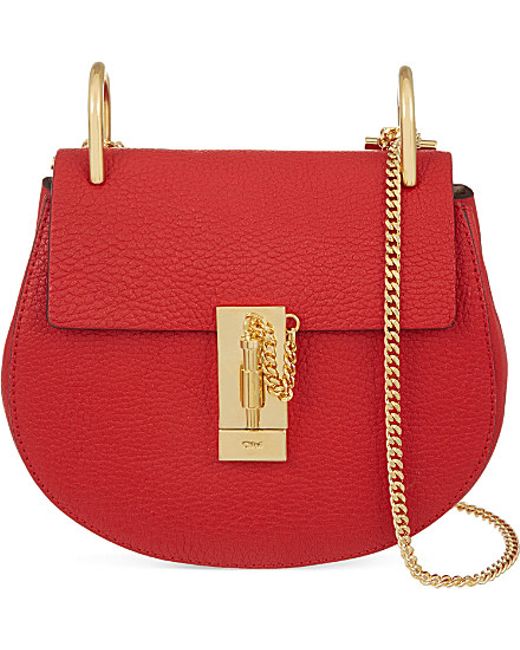 replica chloe handbags uk - Chlo Drew Mini Leather Cross-body Bag in Red (Plaid red) | Lyst