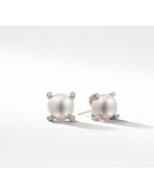 Lyst David Yurman Pearl Earrings With Diamonds David Yurman Multicolor Pearl Earrings With Diamonds Lyst