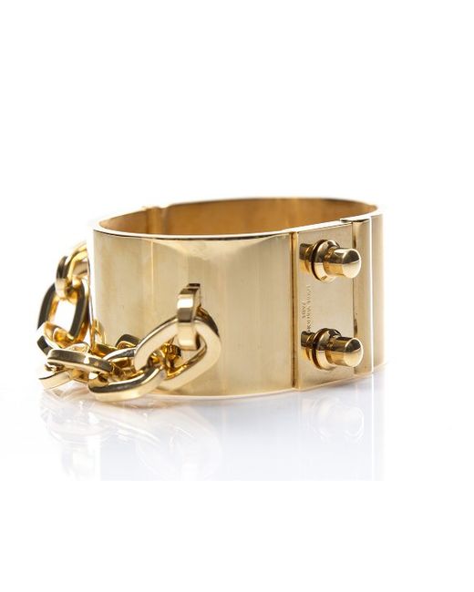 Louis vuitton Pre-owned Gold Lock Me Manchette Bracelet in Gold | Lyst