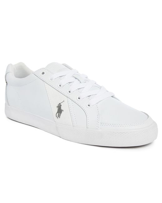 Men's $75 POLO-RALPH LAUREN White Leather Sneakers/ Shoes (13) 