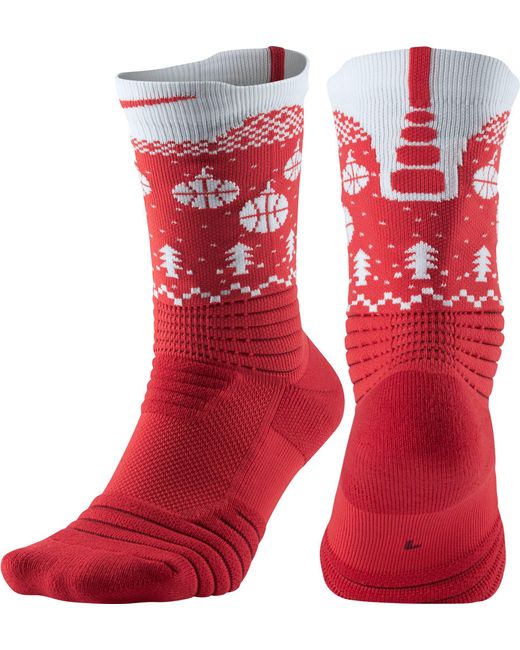 red and white nike elite socks