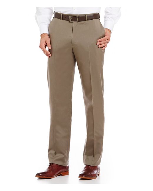 Hart schaffner marx Tailored Flat-front Chicago Dress Pants in Natural ...
