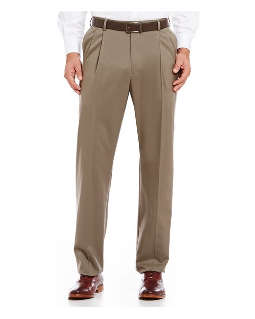 Hart schaffner marx Tailored Pleated Chicago Dress Pants in Natural for ...
