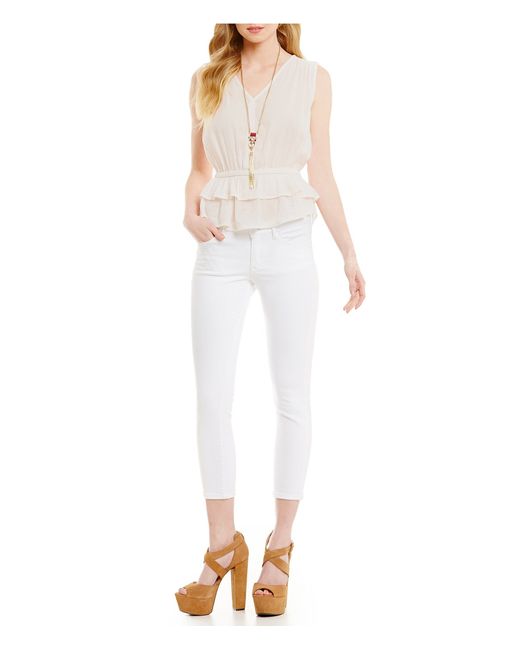 Jessica simpson Forever Skinny Crop Jeans in White | Lyst
