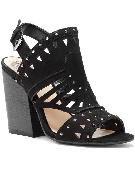 Vince camuto Reston Suede Laser-cut Studded Peep-toe Shooties in Black ...