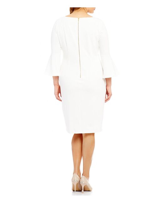 Calvin klein bell sleeve sheath dress white women sale plus
