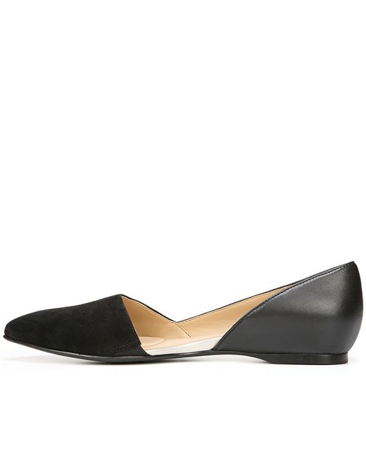 Naturalizer Samantha Leather & Suede Pointed-toe Flats in Black | Lyst