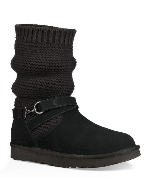 Lyst - UGG Purl Strap Knit Boots in Black