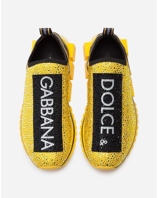 Dolce & Gabbana Sorrento Sneakers With Rhinestones in Yellow for Men - Lyst