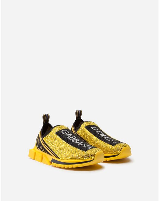 Dolce & Gabbana Sorrento Sneakers With Rhinestones in Yellow for Men Lyst