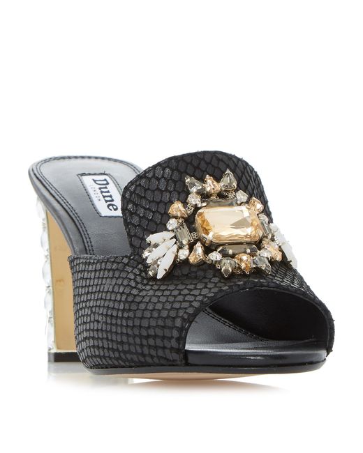 Lyst - Dune Mayfair - Slipper Cut Jewelled Heel Mule Sandal in Black