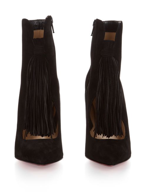 Christian louboutin Otto Suede Tassel 100mm Ankle Boots in Black ...  