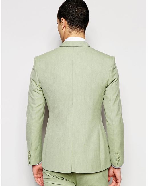 Asos Super Skinny Suit Jacket  In Sage Green Light  Green 