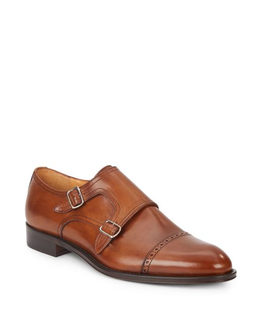 Saks Fifth Avenue Made In Italy Double Monk Strap Leather Shoes Saks Fifth Avenue Made In Italy Double Monk Strap Leather Shoes