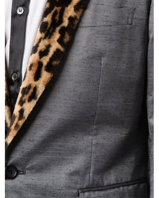 Comme Des Garçons Leopard Print Lapel Blazer In Gray For Men Grey Lyst 0286