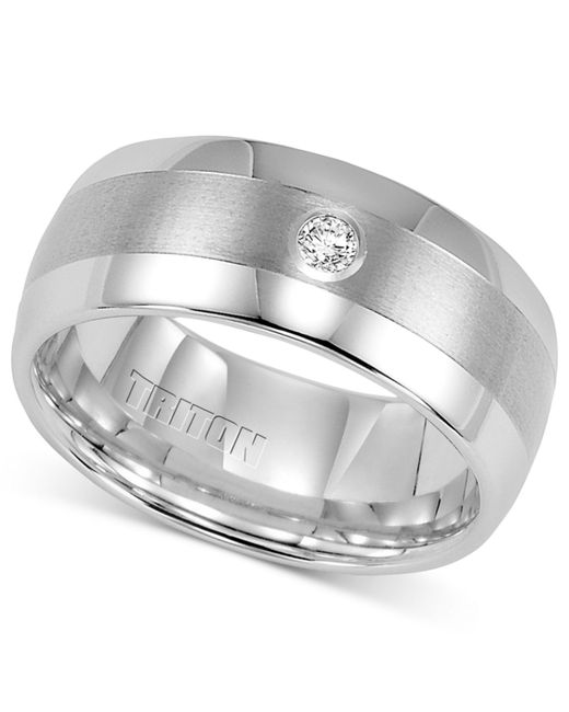 Triton Men�s Diamond Wedding Band In White Tungsten
