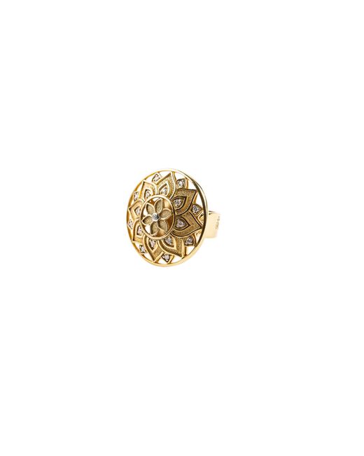 Buddha mama Yellow Gold & Diamond Dharma Wheel Ring in Gold | Lyst