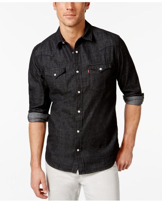 black denim shirt mens levis