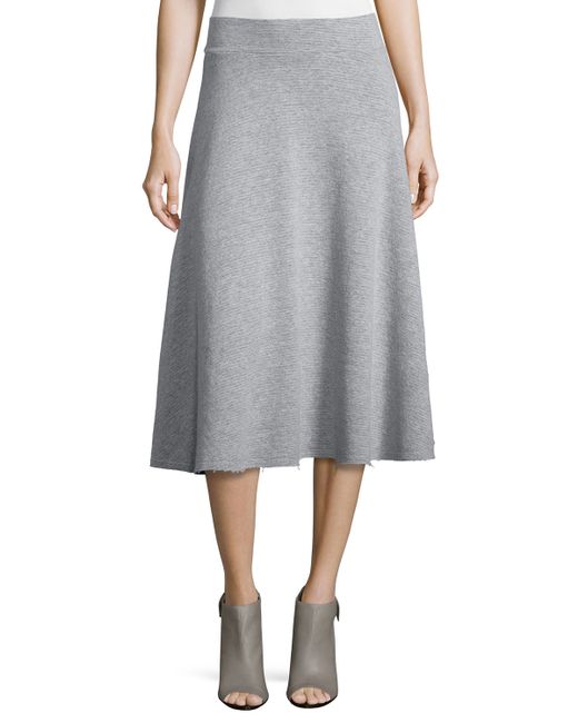 Frame denim Le Midi A-line Skirt in Gray (GRIS) | Lyst