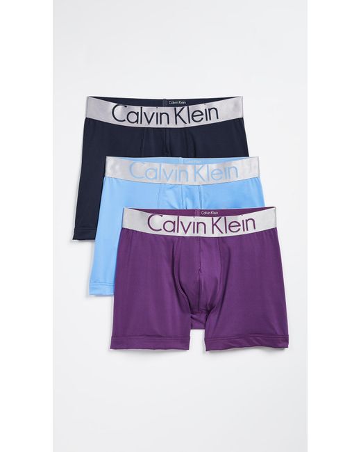 Lyst - Calvin Klein 3 Pack Steel Micro Boxer Briefs in Purple for Men