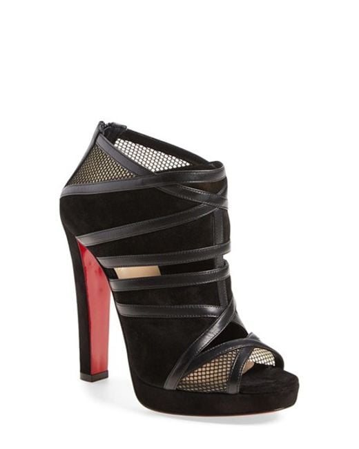 Christian louboutin Commandanta 120 Leather And Mesh-trimmed Suede ...