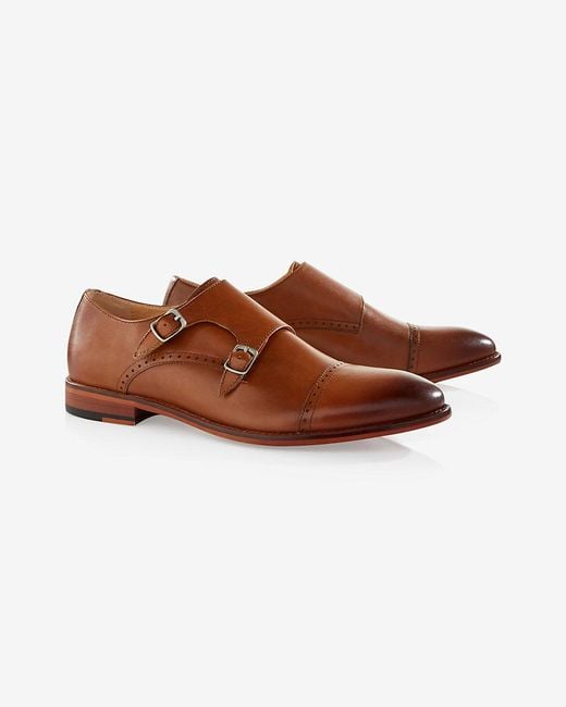  Express  Cap Toe Double Monk Strap Dress  Shoe  in Brown for 