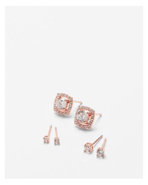 Lyst Express Set Of Three Post Back Halo Stud Earrings In Metallic Express Metallic Set Of Three Post Back Halo Stud Earrings Lyst