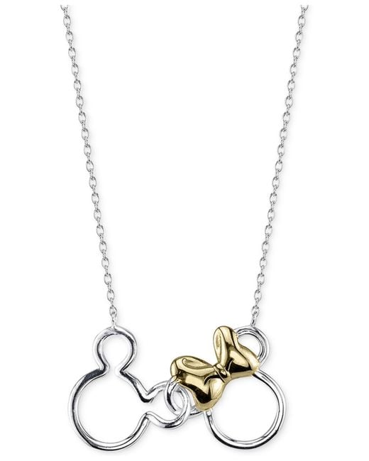 Disney Mickey And Minnie Mouse Necklace In Sterling Silver