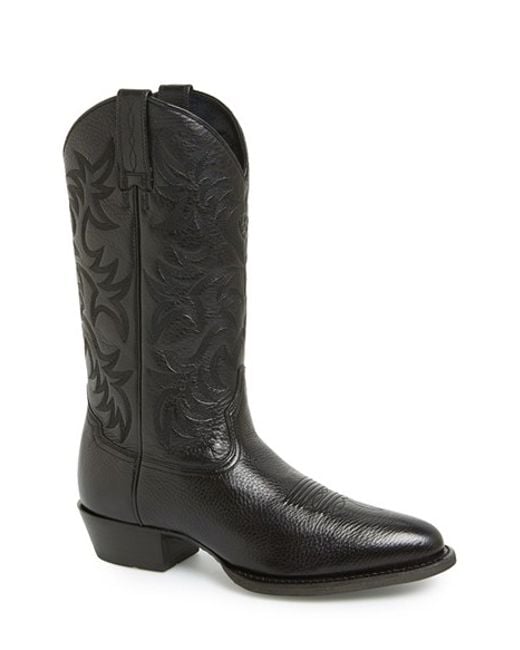 Ariat 'heritage' Leather Cowboy R-toe Boot in Black for Men | Lyst