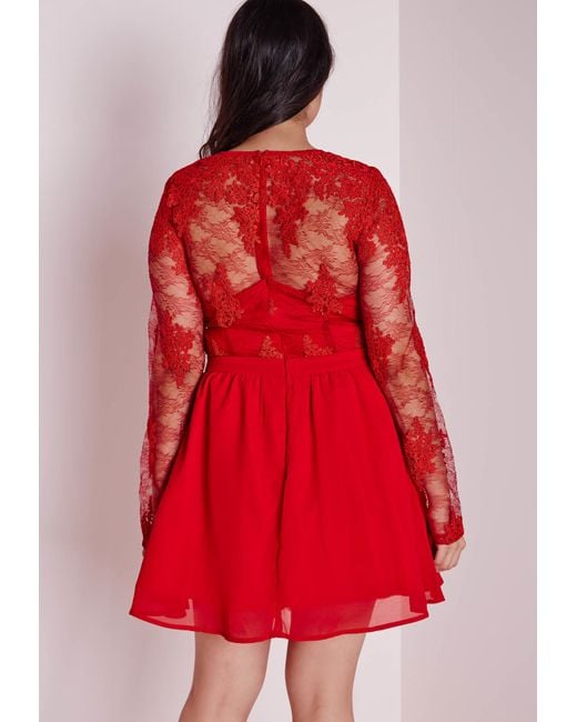  Missguided  Plus Size Lace Prom  Dress  Red in Red Save 56 