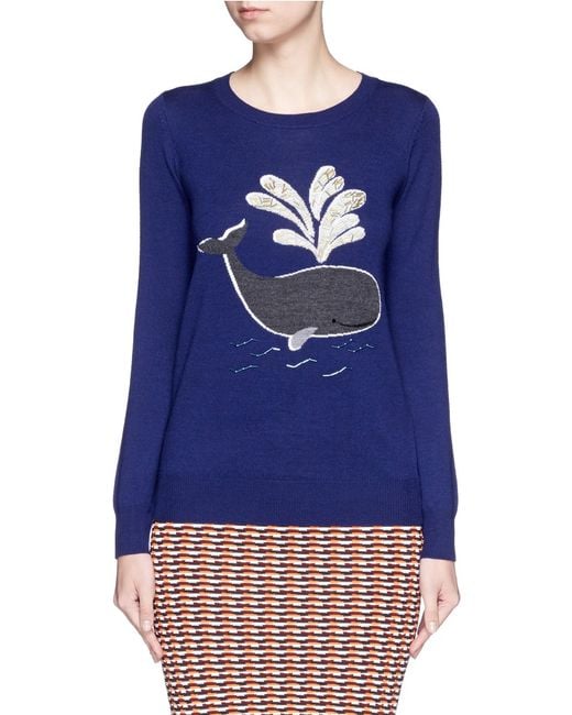 Markus Lupfer | Blue 'whale' Bead Embellished Emma Sweater | Lyst